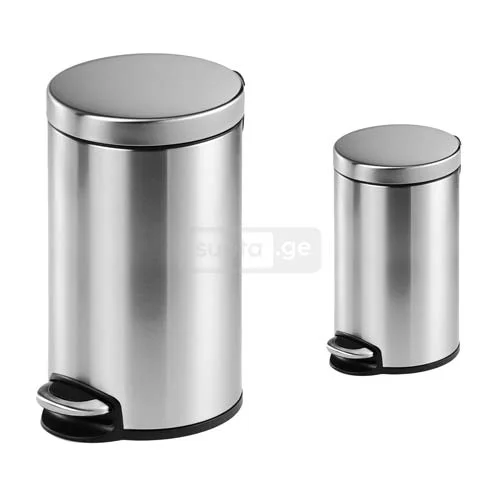 Metal trash bin with footrest 8L